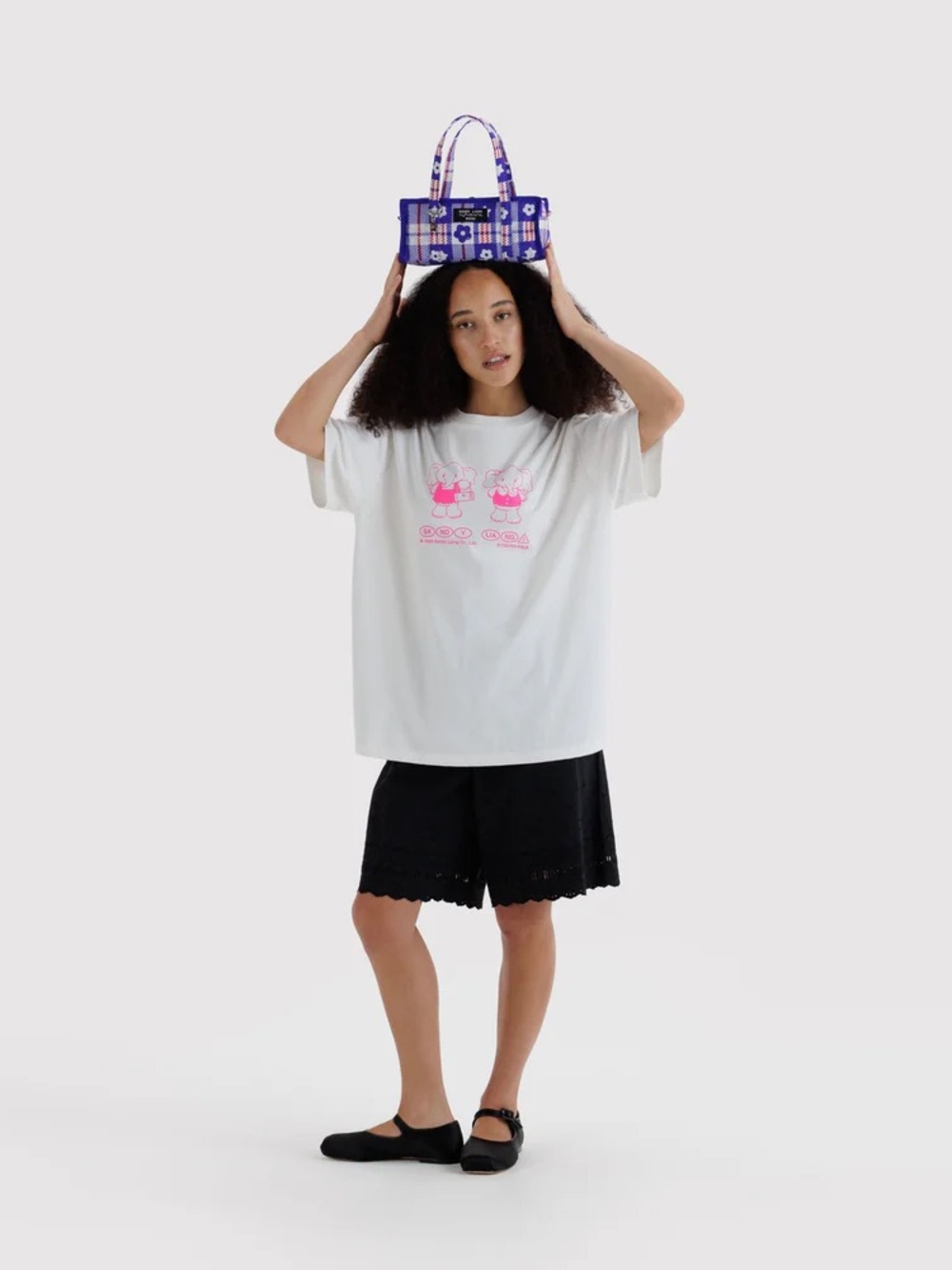 Baggu x Sandy Liang Mini Nylon Market Bag in Market Plaid Blue New with Tags NWT - Picture 5 of 12